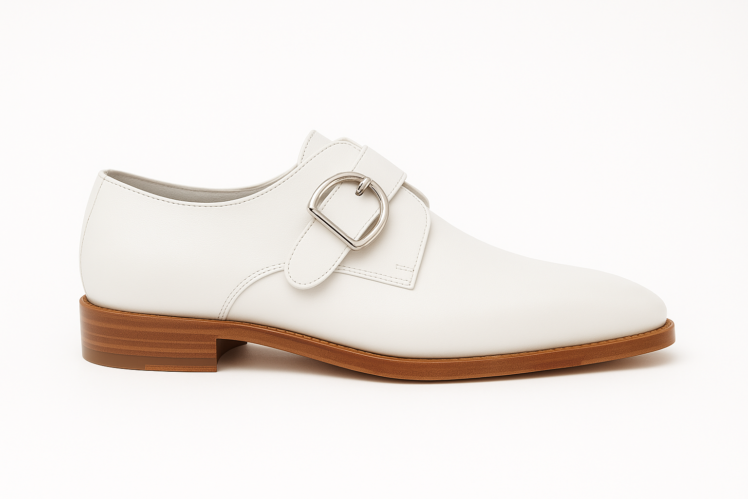 Mens Carrucci Classic Leather Fade Single D-Buckle Monk Strap Dress Shoe in Chestnut - 7