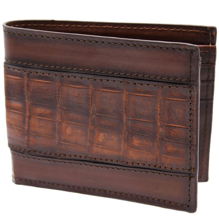 Cartera de Cocodrilo Belly Original Combinada Color Cafe - Café