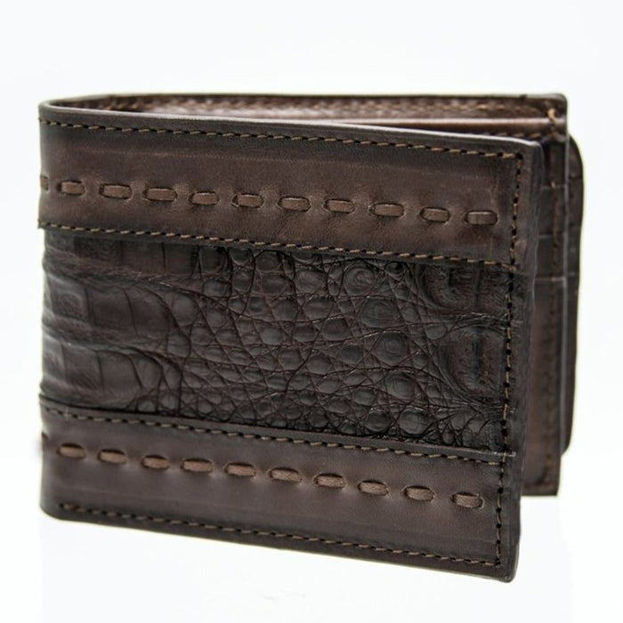 Cartera de Cocodrilo Original Tejida Color Cafe - Café