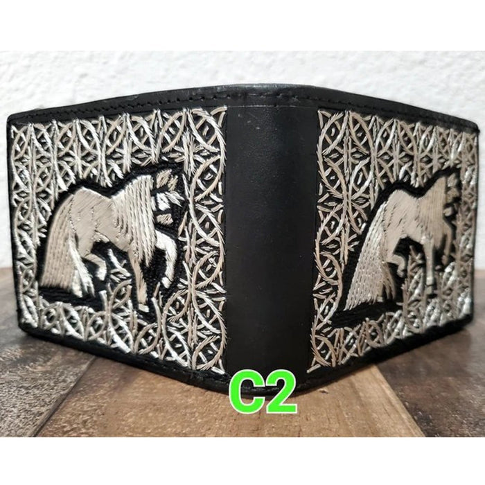 Cartera de Hilo de Plata Original Mil Aros con Caballo -  Negro