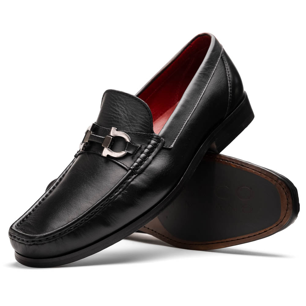 Marco Di Milano Cassarano Black Men's Calfskin Leather Loafers - 10
