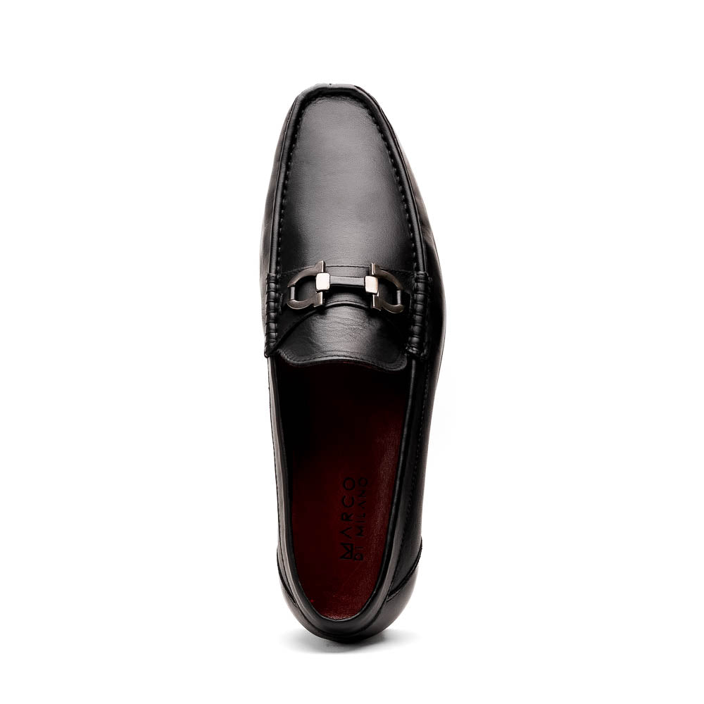 Marco Di Milano Cassarano Black Men's Calfskin Leather Loafers - 10