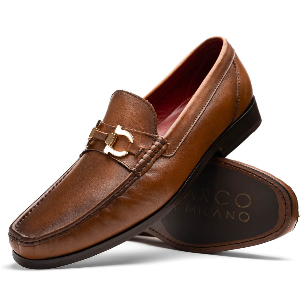 Marco Di Milano Cassarano Honey Men's Calfskin Leather Loafers - 10