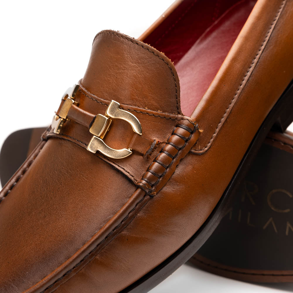 Marco Di Milano Cassarano Honey Men's Calfskin Leather Loafers - 10