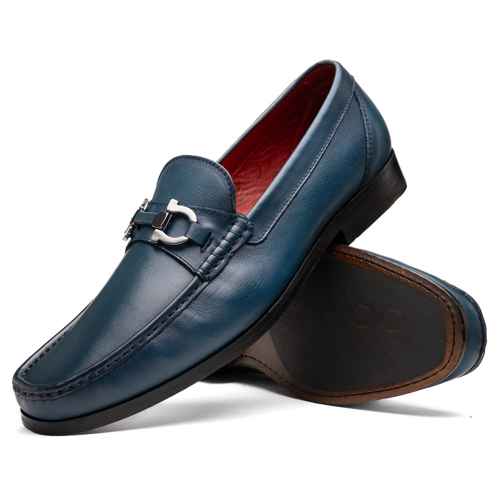 Marco Di Milano Cassarano Navy Men's Calfskin Leather Loafers - 10