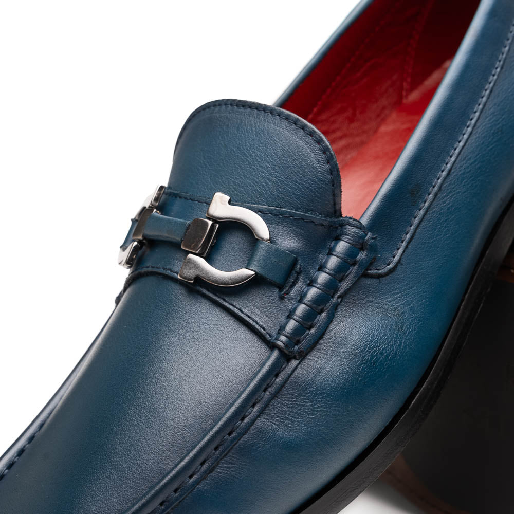 Marco Di Milano Cassarano Navy Men's Calfskin Leather Loafers - 10