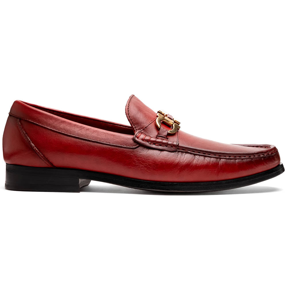 Marco Di Milano Cassarano Red Men's Calfskin Leather Loafers - 10