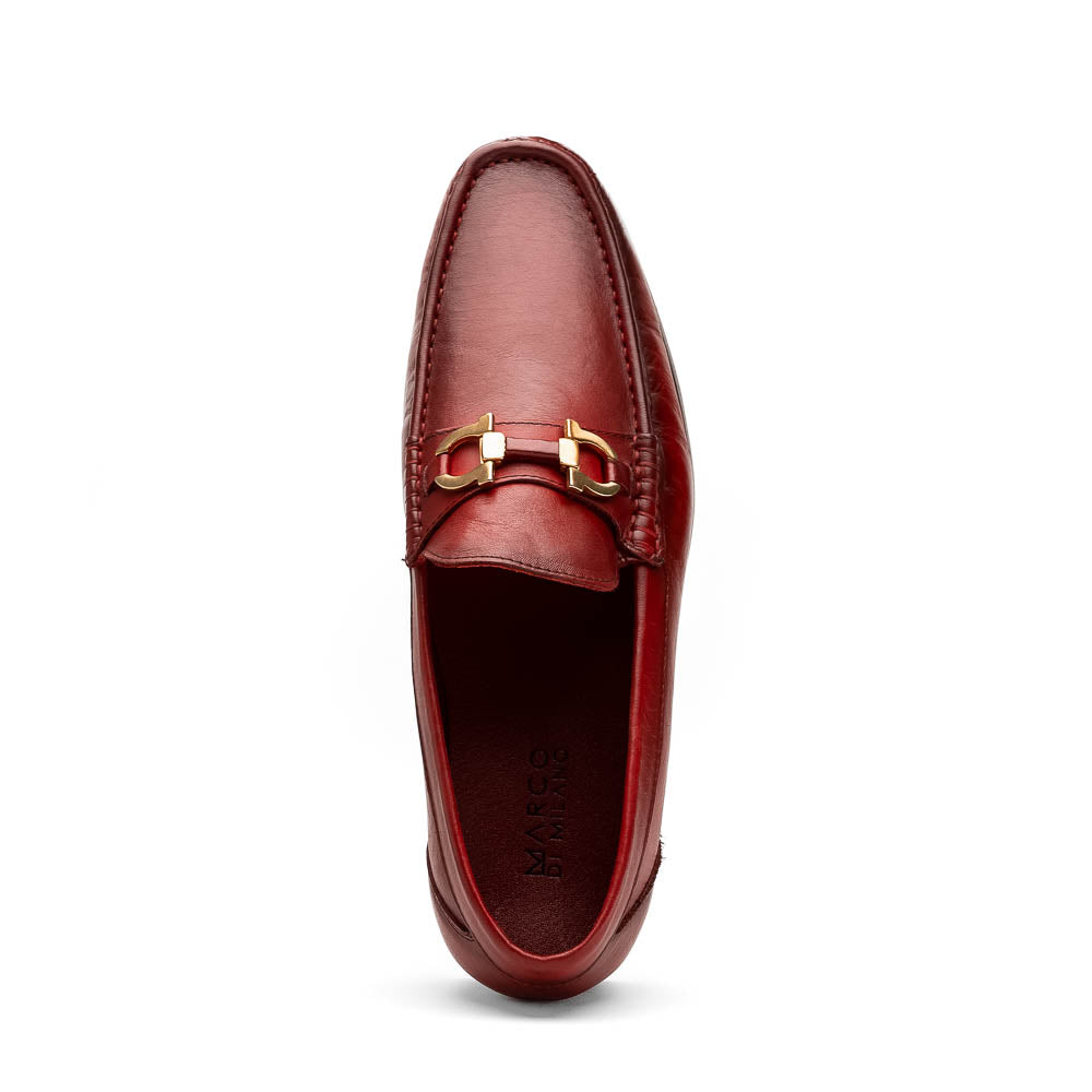 Marco Di Milano Cassarano Red Men's Calfskin Leather Loafers - 10