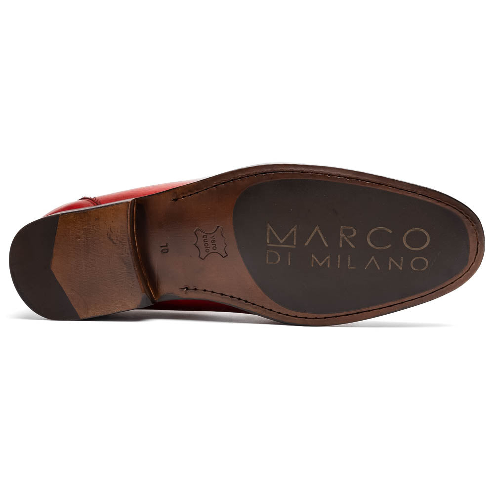 Marco Di Milano Cassarano Red Men's Calfskin Leather Loafers - 10