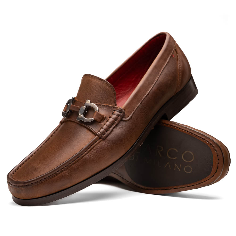 Marco Di Milano Cassarano Crazy Tan Men's Calfskin Leather Loafers - 10