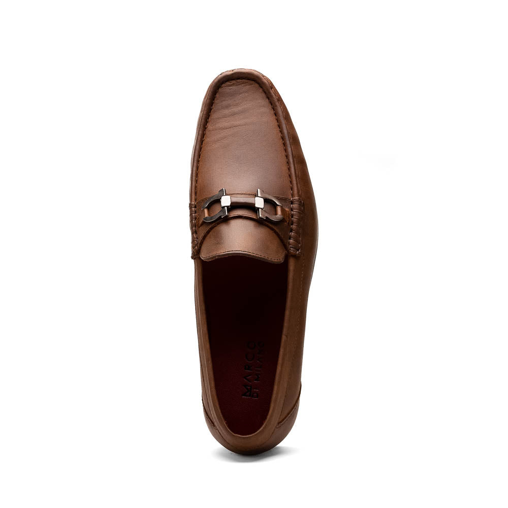 Marco Di Milano Cassarano Crazy Tan Men's Calfskin Leather Loafers - 10