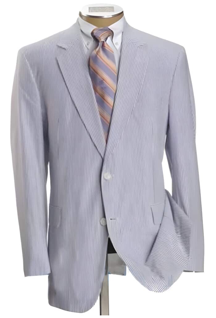 Mens Big and Tall Linen Suits -  White & Sky Blue  Summer Fabric Suit