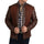 Men’s Brown Woven Cowhide & Sheepskin Leather Denim Jacket