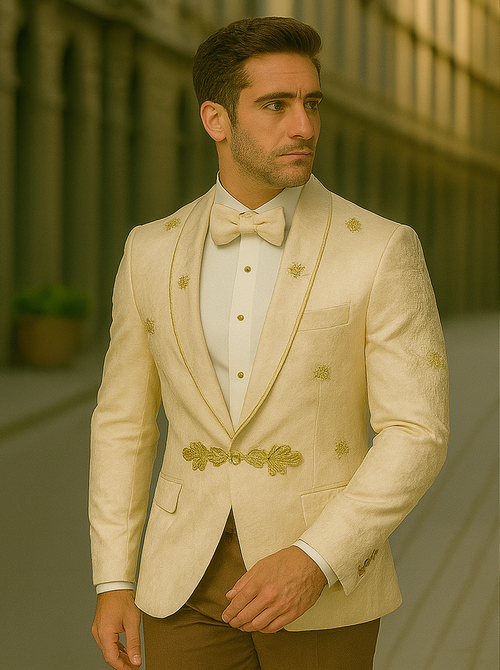Champagne Color Suit - Champagne Wedding Tuxedo Cream