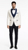 Men’s White Metallic Flake 3-Piece Tuxedo – Navy Accents, Tailored Fit