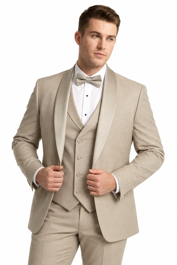Champagne Modern Shawl Lapel Tuxedo Set – Wedding & Prom