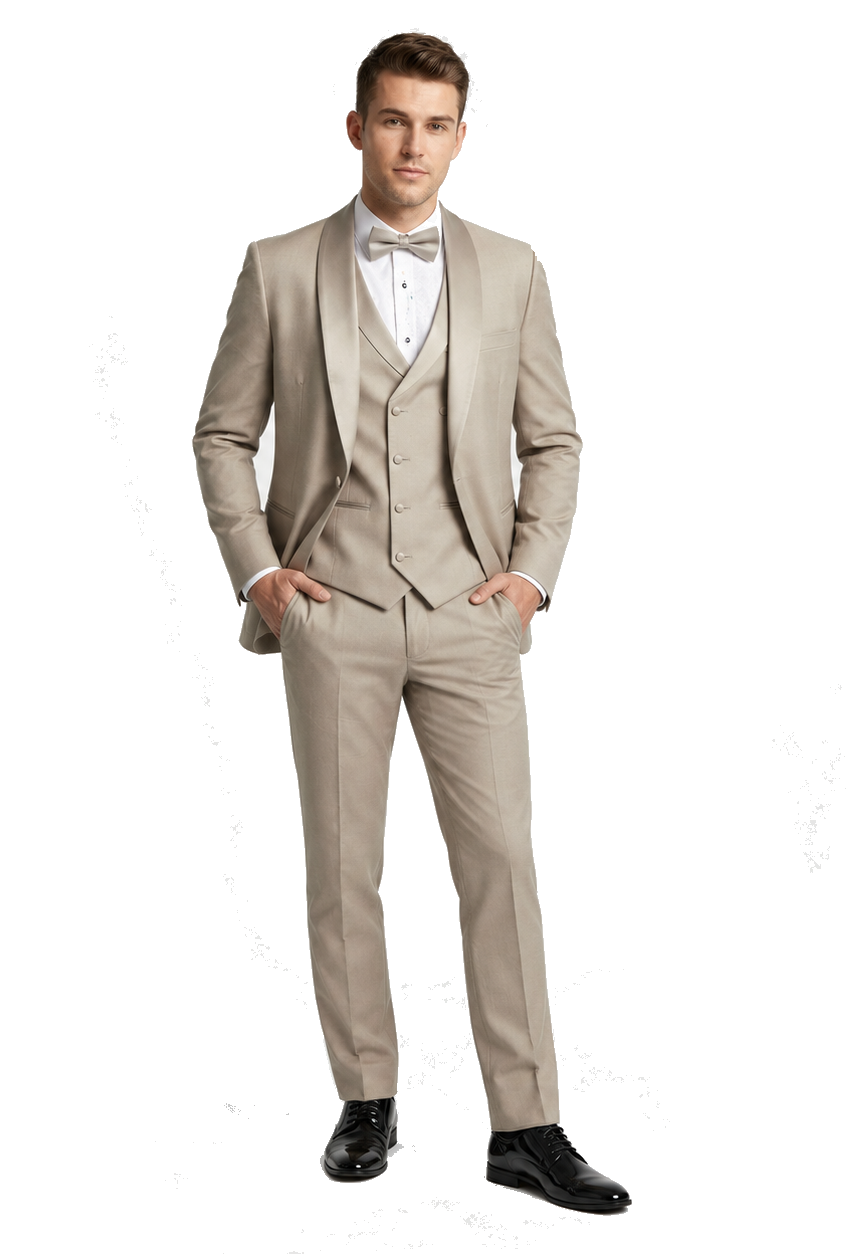Champagne Modern Shawl Lapel Tuxedo Set – Wedding & Prom
