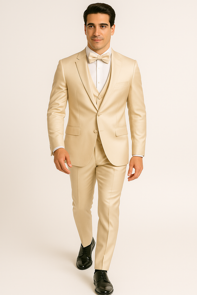 Champagne Satin Tuxedo Four Piece Set - Wedding - Prom