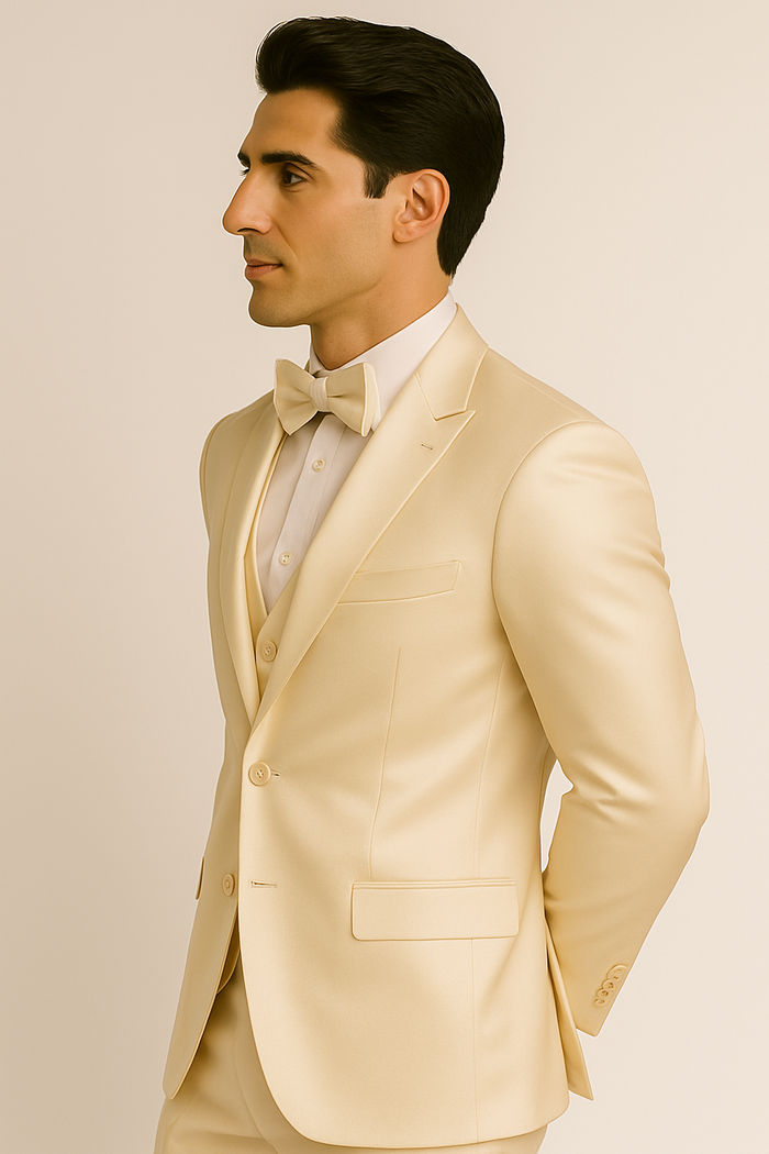 Champagne Satin Tuxedo Four Piece Set - Wedding - Prom
