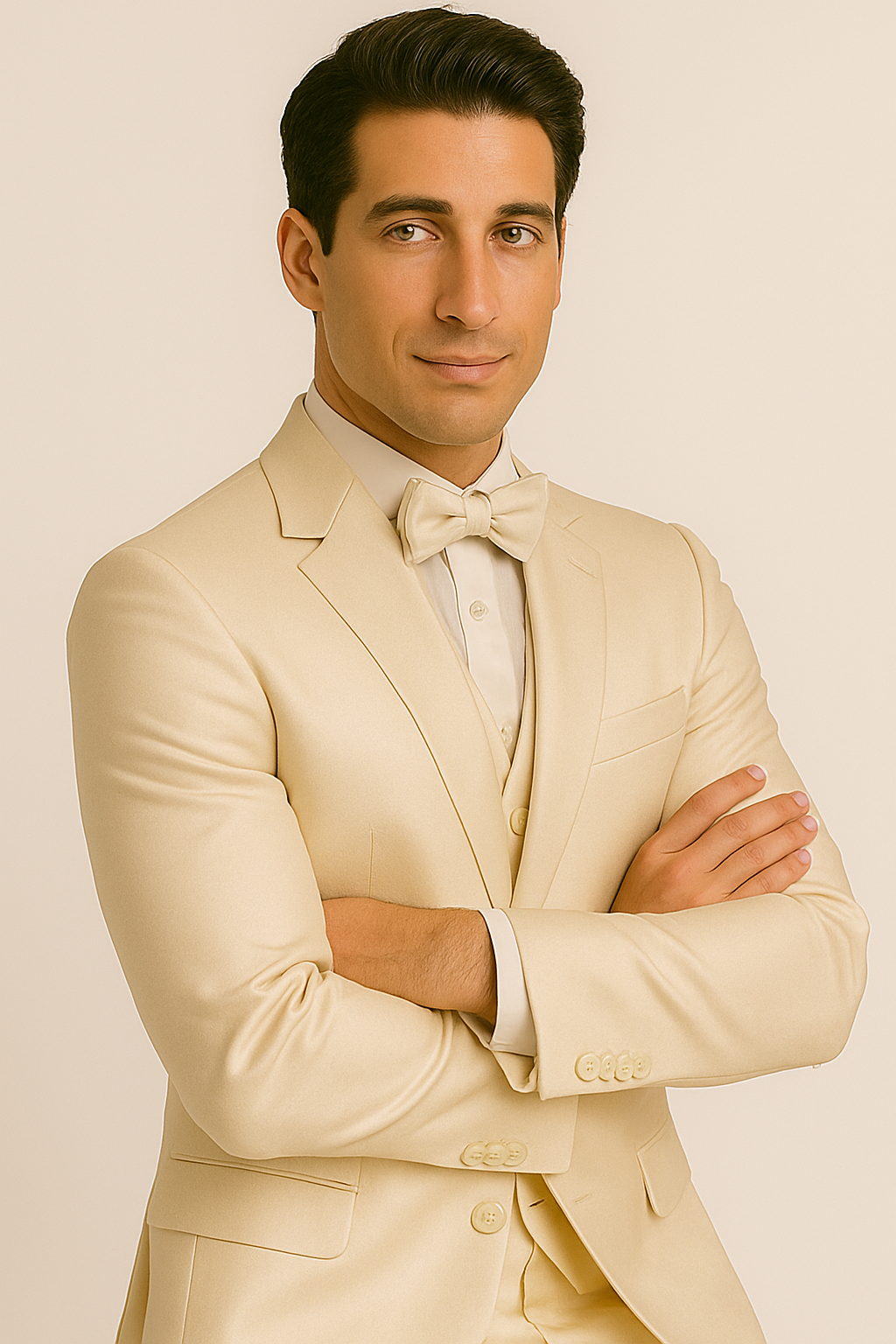 Champagne Satin Tuxedo Four Piece Set - Wedding - Prom - 34R Coat - 28 Waist