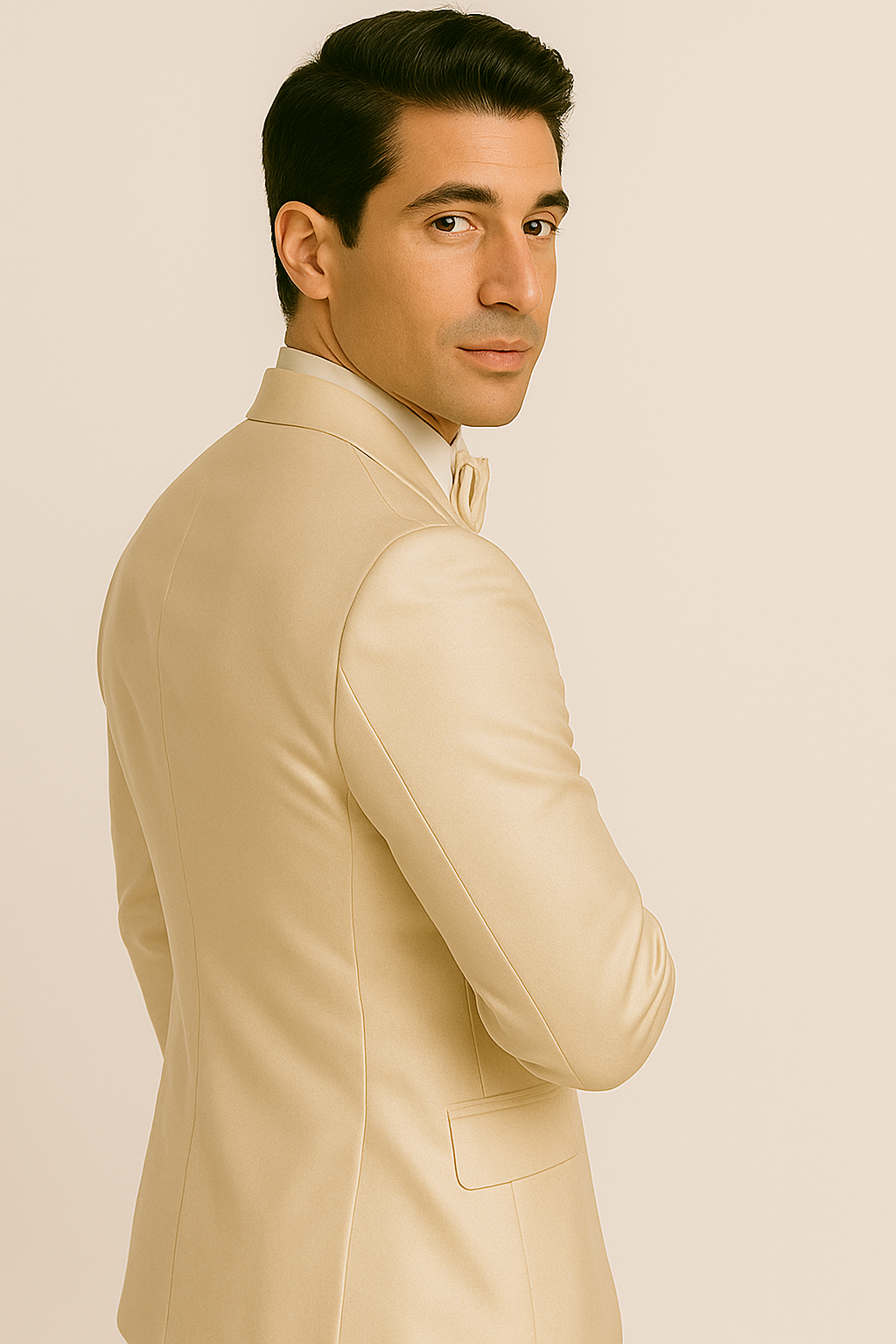 Champagne Satin Tuxedo Four Piece Set - Wedding - Prom - 34R Coat - 28 Waist