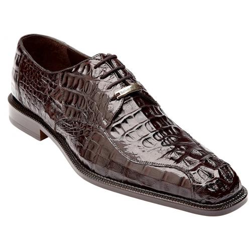Belvedere Chapo Brown All-Over Genuine Exotic Hornback Crocodile Shoes - 9.5