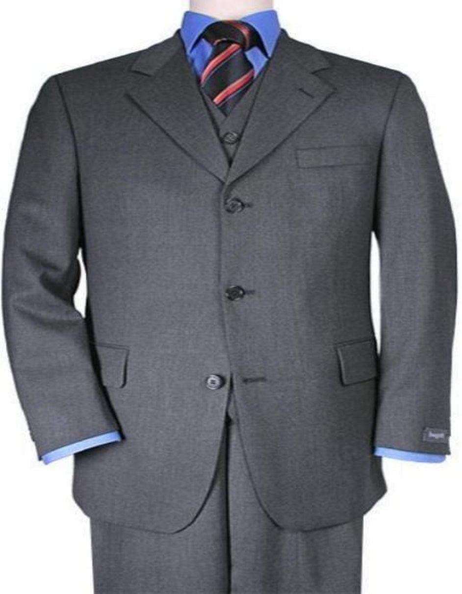 Charcoal Groomsmen Suits - Classic Fit Suit - Pleated Pants Suit - Charcoal