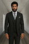 Wool Suit - Italian Made Business Suit by Windowpane Texture Business Pattern Modern Fit Side Vented Men's 3 Piece 100% Wool Modern Fit Suit - Sharp Plaid Pattern