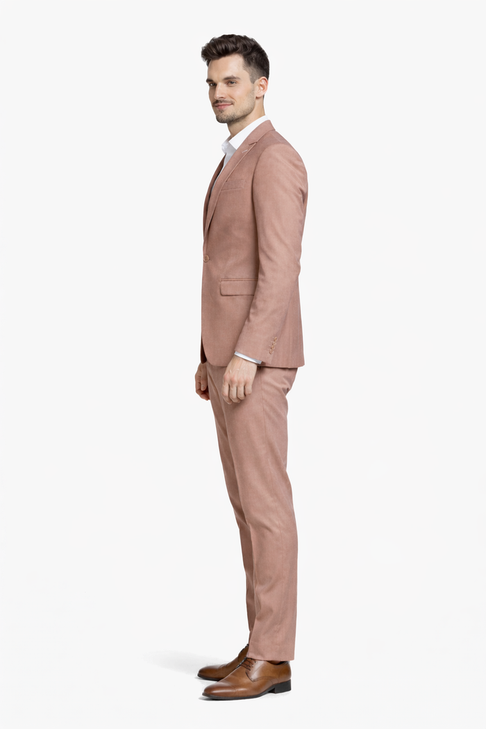 Cheap Priced Suit - Men's Slim Fit One Button Peak Lapel Low Cut Double Breasted Vest Wedding Peach Suit Peach Prom 2026 Suits