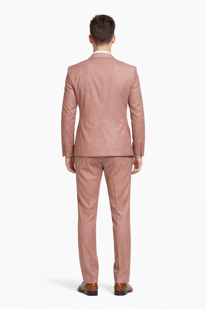 Cheap Priced Suit - Men's Slim Fit One Button Peak Lapel Low Cut Double Breasted Vest Wedding Peach Suit Peach Prom 2026 Suits