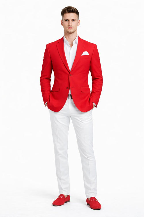 Cheap Priced Suit Mens Christmas Red New Year 2026 Prom Blazer Outfit, Discounted Jacket for Big Sizes with White Shirt and White Pants Affordable Sale