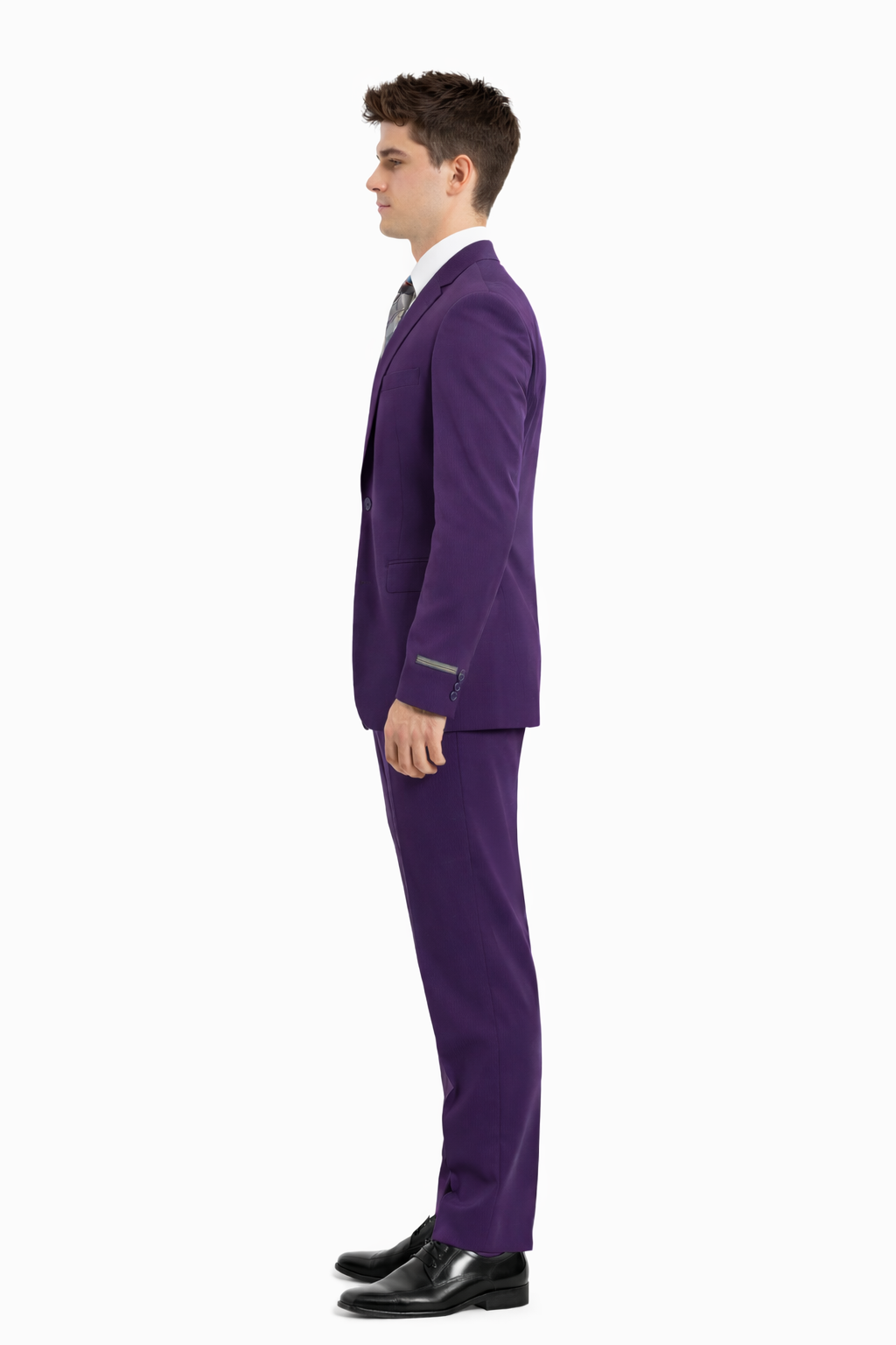 Cheap priced Suit  - Men's One Button Peak Lapel Skinny Wedding & Prom 2026 Eggplant Suit With Lowcut Vest - 38 Short Jacket+32 Waist Adjustable 28to34)(Height: 5 4 to5 7 )(Neck  15-16.5)S-M)