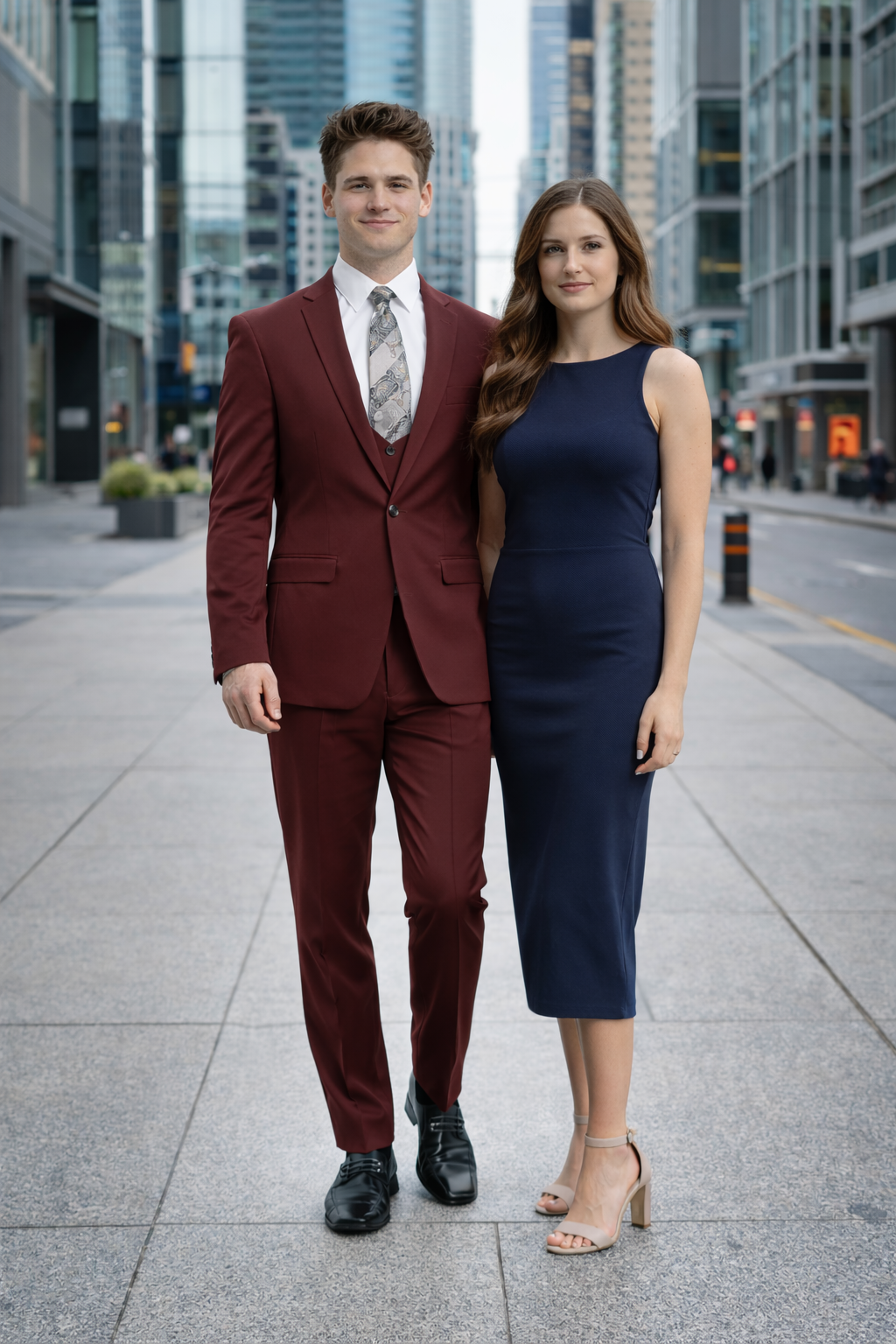 Cheap priced Suit  - Men's One Button Peak Lapel Skinny Wedding & Prom 2026 Red Suit With Lowcut Vest