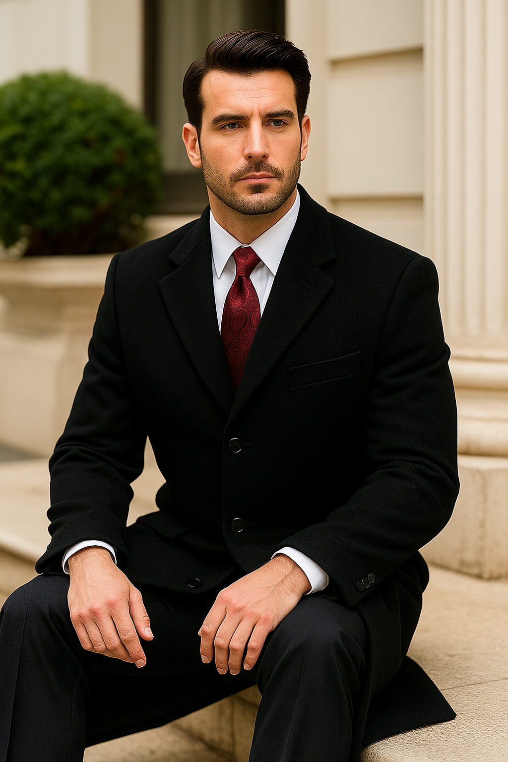 Chesterfield Wool & Cashmere Full Length Black - Coat Size 38