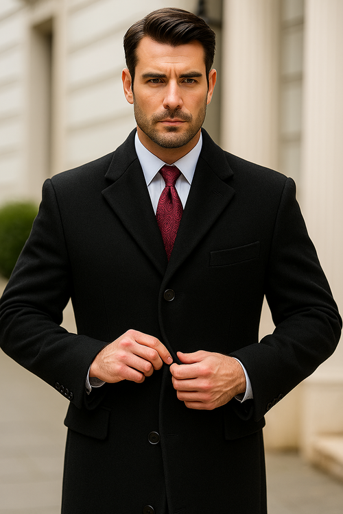 Chesterfield Wool & Cashmere Full Length Black