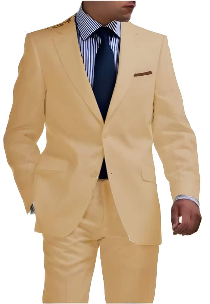 Mens Big and Tall Linen Suits - Sand 2 Button Summer Fabric Suit