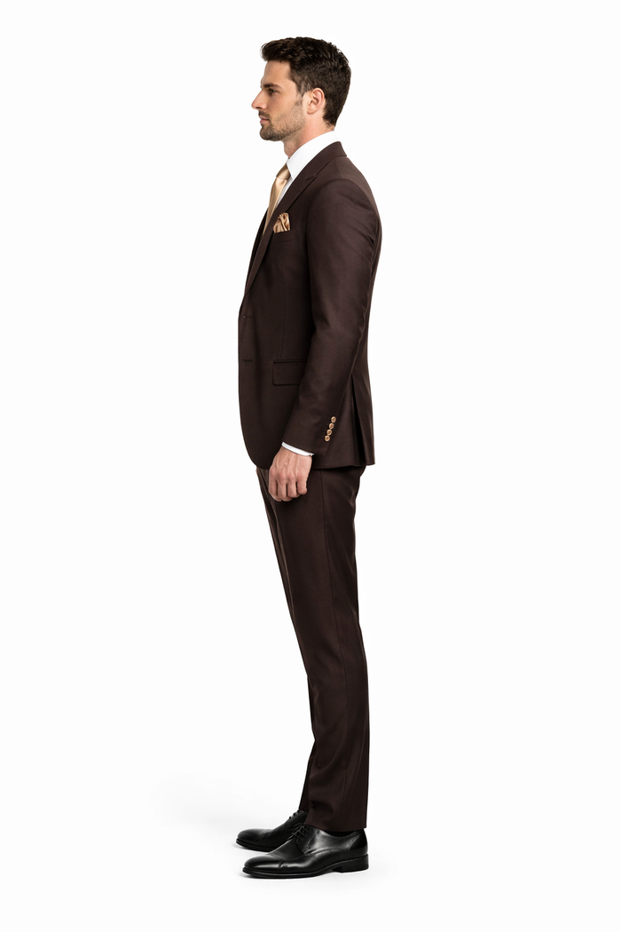 Chocolate Brown Slim Fit Suit Rossi Man Max 3-Piece Formal Set-New Designer Collection
