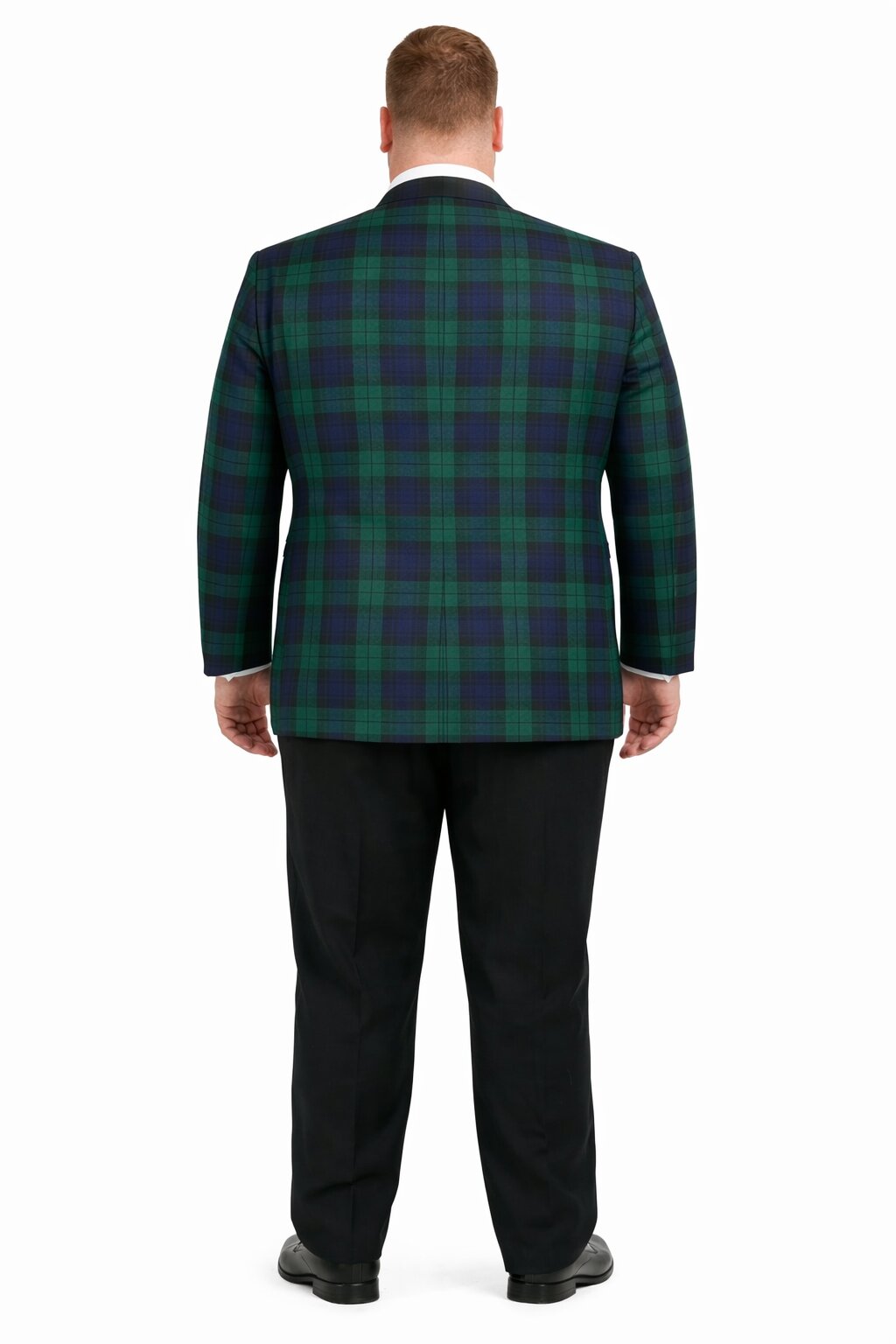 Big and Tall Holiday Jackets - Christmas Tartan Plaid Sport Jacket For Big Man in Color Green and Blue Tartan Scottish Pattern - S
