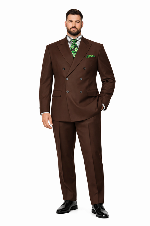 Apollo King Men's 2pc Double Breasted Suit Wide Peak Lapel with Slim Fit Cut