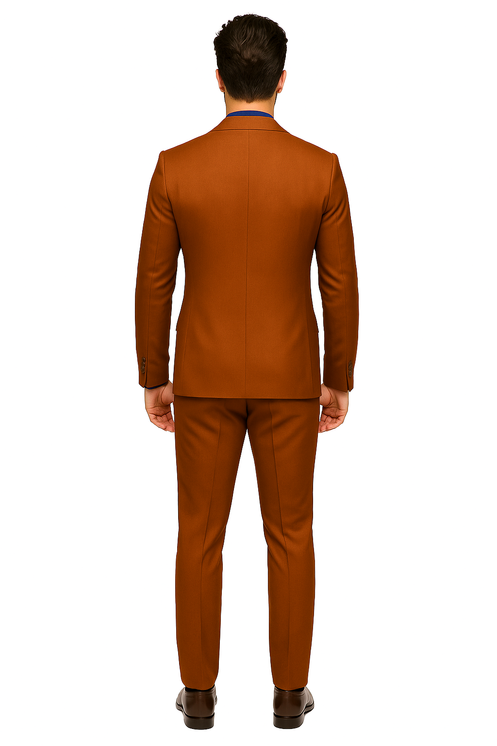Classic Burnt Orange Three-Piece Suit – Stylish Wedding Outfit-New Designer Collection - 38 Long + 32 Waist(Adjust 2" Large and amp 4")