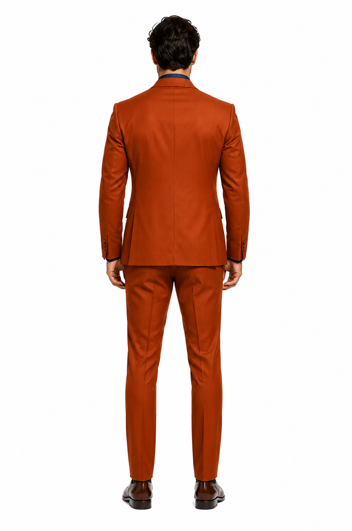 Classic Burnt Orange ~ Rust Three-Piece Suit Stylish Wedding Outfit-New Designer Collection