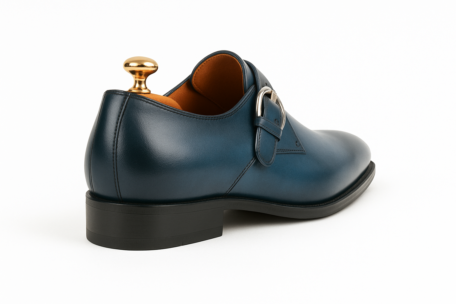 Mens Carrucci Classic Leather Fade Single D-Buckle Monk Strap Dress Shoe in Chestnut - 7