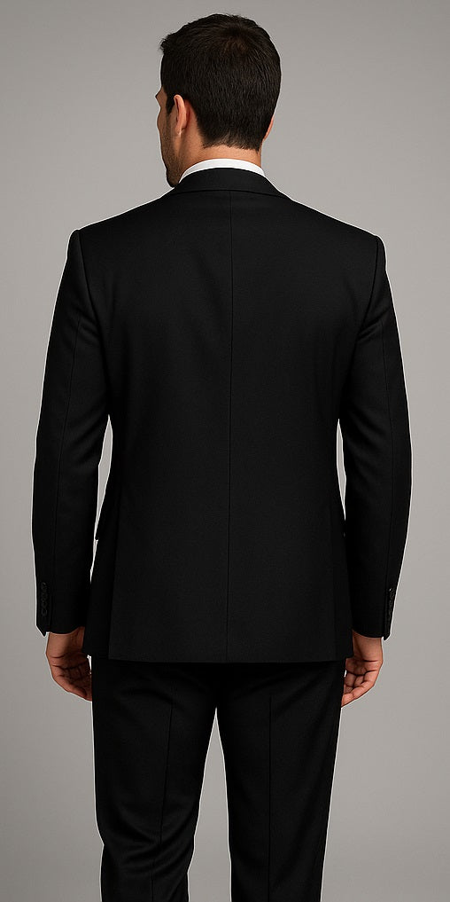 Classic Fit - Black Suit - Three Button Vested Suit - Athletic Fit