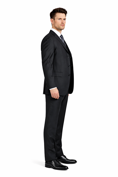 Classic Fit - Charcoal Suit - Three Button Vested Suit - Athletic Fit-New Designer Collection