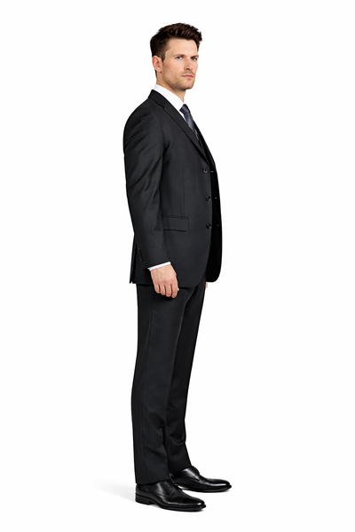 Classic Fit - Charcoal Suit - Three Button Vested Suit - Athletic Fit-New Designer Collection