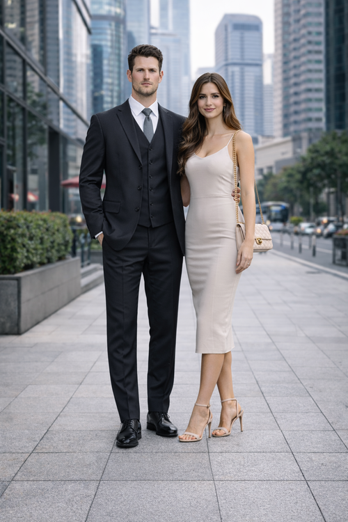 Classic Fit - Charcoal Suit - Three Button Vested Suit - Athletic Fit-New Designer Collection