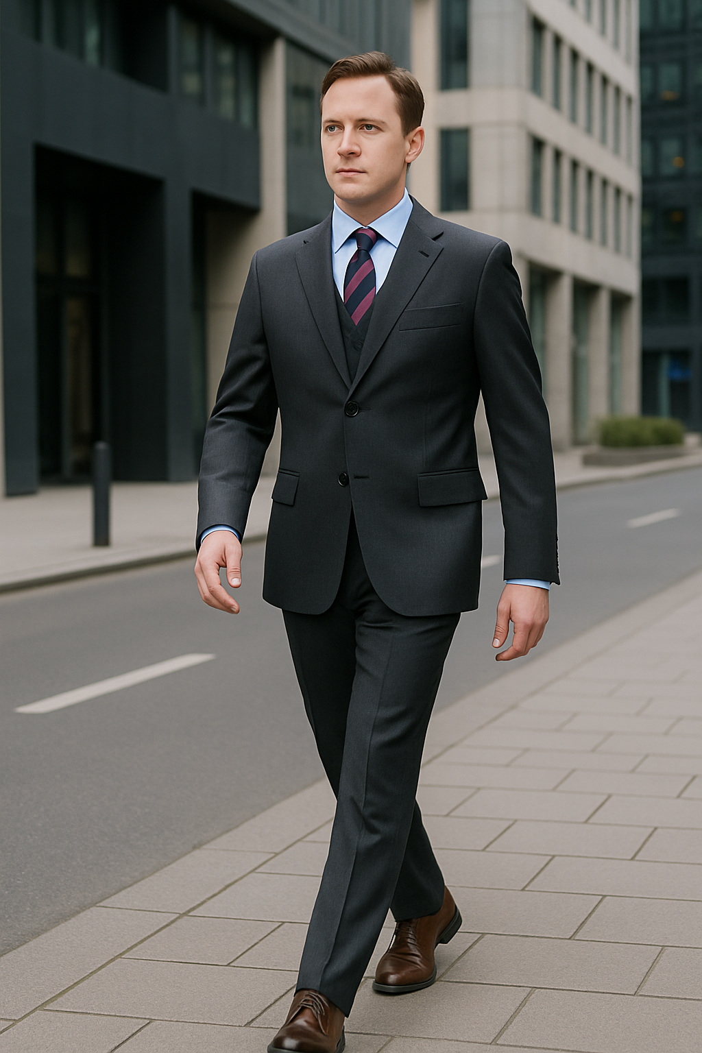 Classic Fit - Dark Grey Suit - Three Button Vested Suit - Athletic Fit-New Designer Collection - 38 Short Jacket+32 Waist Adjustable 28to34)(Height: 5 4 to5 7 )(Neck  15-16.5)S-M)