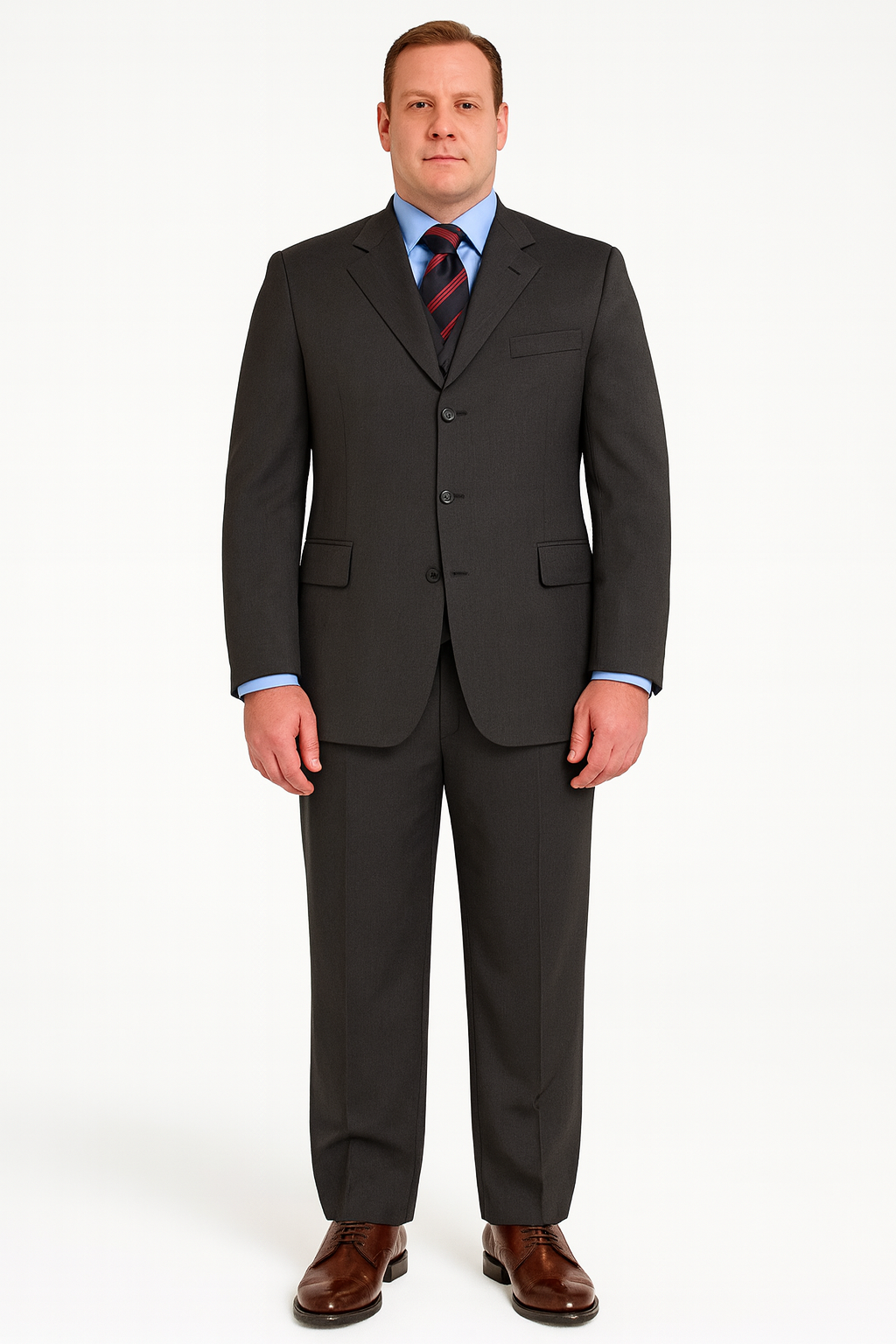 Classic Fit - Dark Grey Suit - Three Button Vested Suit - Athletic Fit-New Designer Collection - 38 Short Jacket+32 Waist Adjustable 28to34)(Height: 5 4 to5 7 )(Neck  15-16.5)S-M)