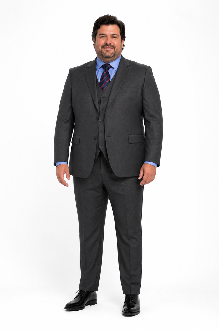 Classic Fit - Dark Grey Suit - Three Button Vested Suit - Athletic Fit-New Designer Collection