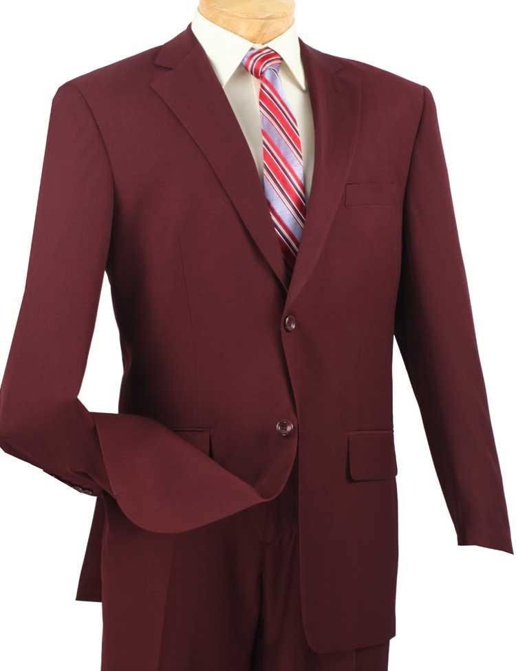 Classic Fit Sharkskin 2 Piece Suit Color Burgundy - 36 Short  - 30 Waist